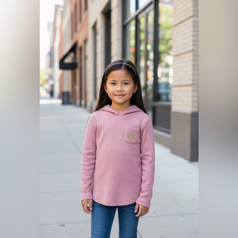 Pekkle Kids' Pink Hooded Top with Pocket Girls 5